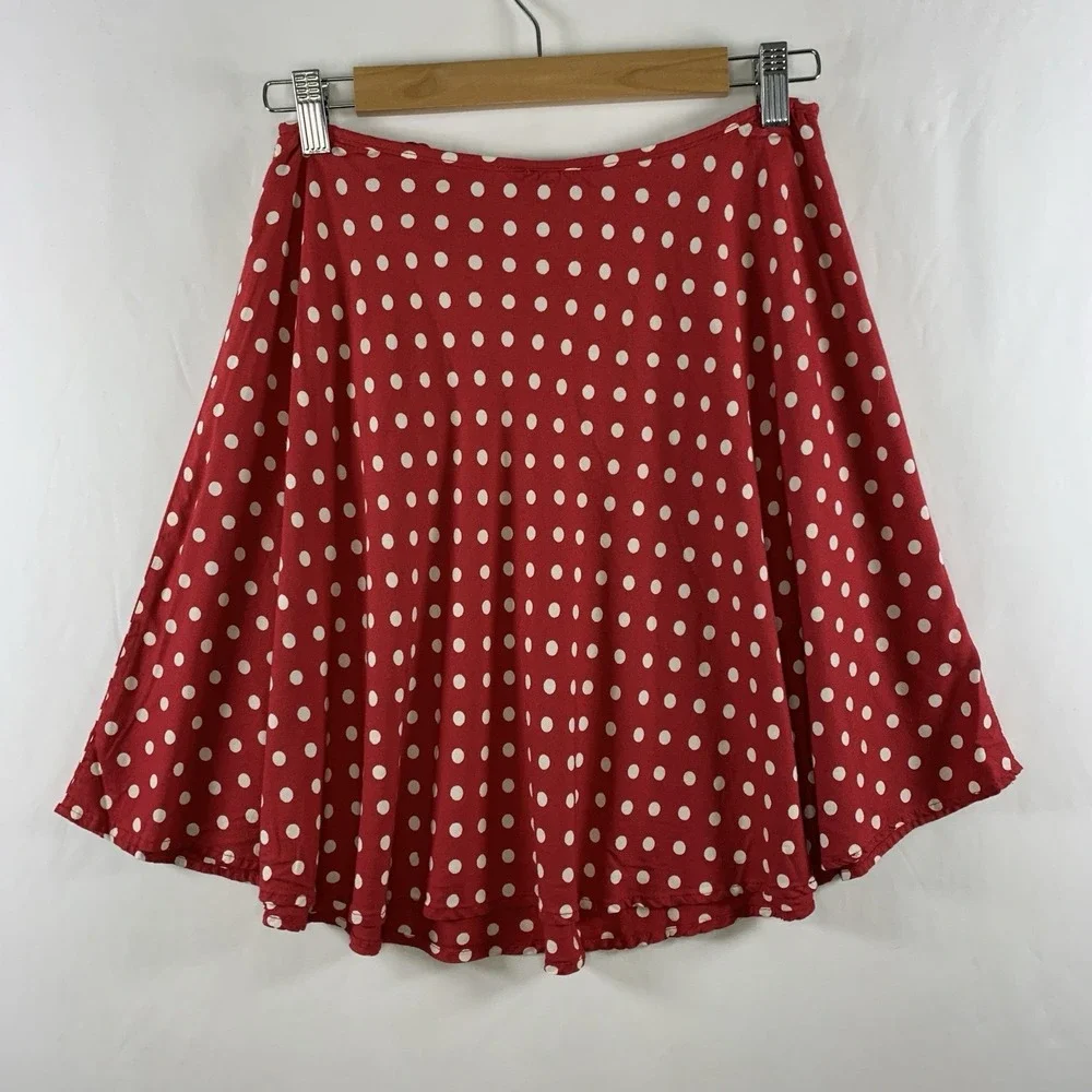 VTG 90s Womens Retro Polka Dot Mini Skirt S/M Button Tie Whimical Twee Flirty